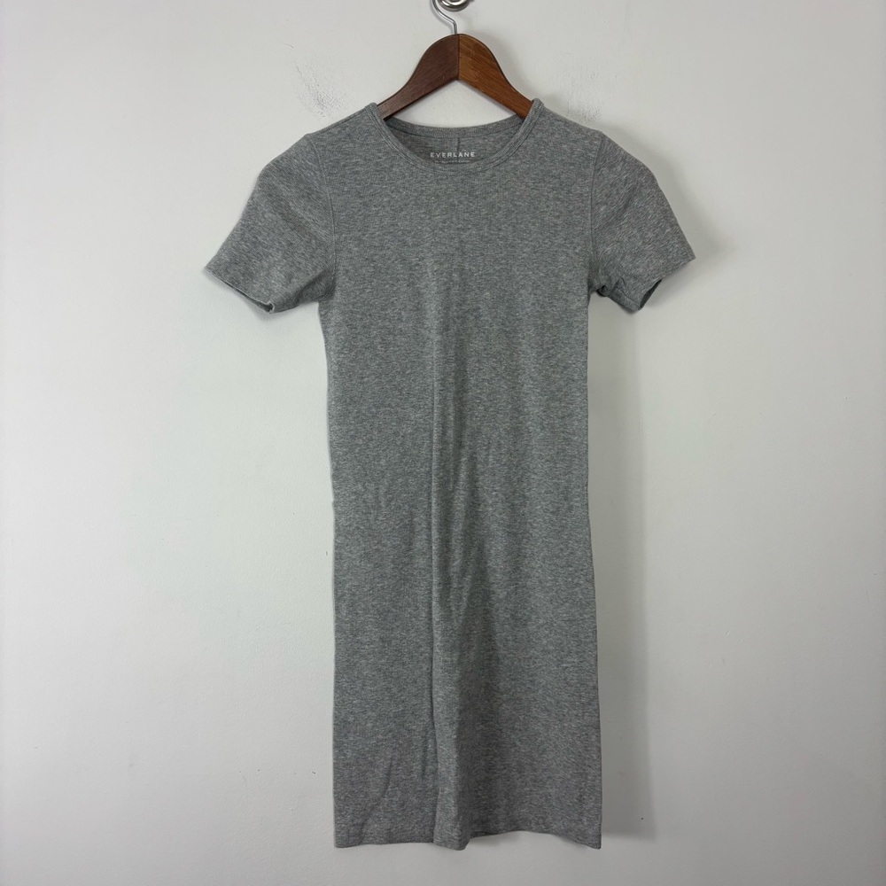 Everlane Ribbed T Shirt Dress Womens S Neutral Casual Comfort Stretch Pima